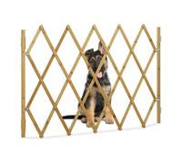 Relaxdays Barriera per cani, cancelletto di sicurezza per porte e scale, griglia a forbice estensibile fino a 116,5 cm, altezza 82,5 cm, naturale, L