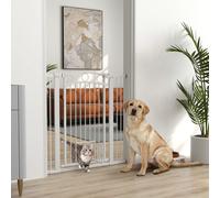 Cancelletto per Cani da Interno, Cancelletto di Sicurezza con 2 Estensioni 76-104 cm e Porta per Gatti, Cancello per Cani Animali Domestici Alto 106 cm per Corridoio e Scale, Bianco Esplora il comfort