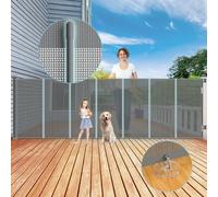 Cancelletto retrattile extra alto per bambini, 300 x 105 cm, cancello per scale, cancello lungo per cani, cancello per scale, cancello di sicurezza per cani, cancello di sicurezza in rete rinforzata