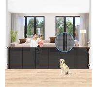 Cancelletto retrattile rinforzato da 380 cm per cani, extra largo, con aste di supporto, cancello extra lungo per porte, cancello extra large per animali domestici, per interni ed esterni, cancello