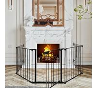 Cancellino per Cani e Animali -Cancelletto di Sicurezza in Acciaio,Domestici 5 Estensioni Larghezza Regolabile Fino 147.5cm Chiusura Automatica, Nero,310 * 2.5 * 75cm 5pz