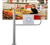 Cancello a battente sicuro con meccanismo a molla, ideale per aree ad alto traffico come supermercati, e soluzione affidabile per il controllo degli accessi per una maggiore sicurezza