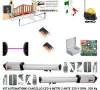 CANCELLO AUTOMATICO 4 MT 2 ANTE CED 2 MOTORI 220 V FOTOC 2 RADIOC LAMP ANTEN SEL