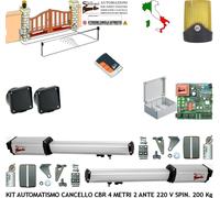 CANCELLO AUTOMATICO 4 MT 2 ANTE KIT AUTOMATISMO 220 V CBR RADIOC FOTOCEL INCASSO