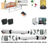 CANCELLO AUTOMATICO 4 MT 2 ANTE KIT AUTOMATISMO 220 V CED RADIOC FOTOCEL INCASSO