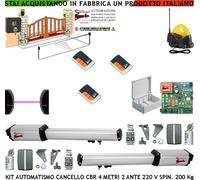 CANCELLO AUTOMATICO 4 MT 2 ANTE KIT CBR 2 MOTORI 220 V 3 RADIOC FOTO FAROANT SEL
