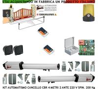 CANCELLO AUTOMATICO 4 MT 2 ANTE KIT CBR AUTOMATISMO 220 V 2 TELEC FOTO INCAS SEL