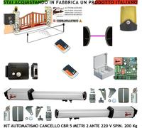 CANCELLO AUTOMATICO 5 MT 2 ANTE KIT CBR 220 V FOTO FARO 2 RADIOC SERRATURA SELET