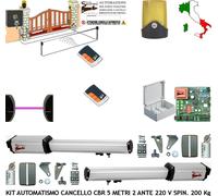 CANCELLO AUTOMATICO 5 MT 2 ANTE KIT CBR AUTOMATISMO 220V 2 TELEC SELET FOTO FARO