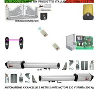 Cancello Automatico 5 MT 2 Ante Kit REC Automatismo 230V 2 Telec Selet Foto Faro