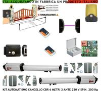 CANCELLO AUTOMATICO 6 MT 2 ANTE KIT CBR 220 V FOTOC 2 RADIOC SERRATURA SELE FARO