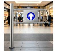 Cancello battente unidirezionale in acciaio inossidabile, tornello pedonale a chiusura automatica for supermercato, negozio al dettaglio, magazzino (100x100 cm)(Left90*100cm)