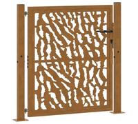 Cancello da giardino, 100 x 100 cm, in acciaio resistente alle intemperie | Cancello in metallo per ingresso giardino, vialetto, confine di terreno, include 2 pali con piastre flangiate