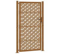 Cancello da giardino, 100 x 175 cm, in acciaio resistente alle intemperie | Cancello in metallo per ingresso giardino, vialetto e confine di terreno, include 2 pali con piastre flangiate