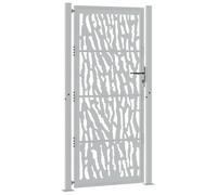 Cancello da giardino, 105 x 205 cm, in acciaio resistente alle intemperie, con design a tracce, stabile barriere per giardino e vialetto, protezione contro la corrosione e la longevità