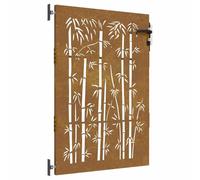 Cancello da giardino 85 x 125 cm, in acciaio corten, design bambù, durevole ed elegante, per vialetti e confini di terreni, resistente alle intemperie e facile da pulire