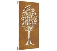 Cancello da giardino, 85 x 200 cm, in acciaio corten, con design ad albero, elevata stabilità e resistenza alle intemperie, ideale per giardino, vialetto e limitazione della proprietà