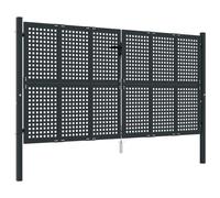 Cancello da giardino, antracite, 300 x 125 cm, in acciaio, per giardino e vialetto, robusto e resistente alle intemperie, facile da montare, blocco di sicurezza