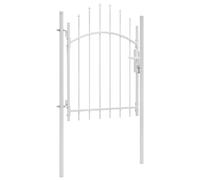 Cancello da giardino in acciaio 1 x 1,75 m, colore bianco, durevole e stabile per giardino, vialetto e terreno - ideale come cancello di recinzione o ingresso del cortile