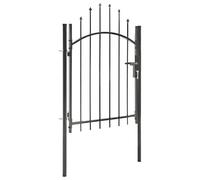 Cancello da giardino in acciaio, 1 x 1,75 m, colore nero, stabile cancello da giardino, resistente alle intemperie e durevole, facile da montare