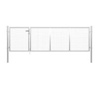 Cancello da giardino in acciaio 350 x 75 cm argento | Acciaio robusto,resistente alla ruggine e alla corrosione,esterno a lunga durata,fili di maglia spessa,set di serratura