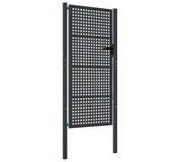 Cancello Da Giardino in Acciaio Antracite 100x200 cm Con Serratura | Telaio e 2 pali, larghezza regolabile 104-106 cm, profondità incasso 35-40 cm, rete a fori fitti, assemblaggio richiesto