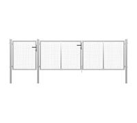 Cancello da Giardino in Acciaio, con Serratura di Sicurezza, Design Resistente, Cancello per Recinzione, Portoncino Ingresso Esterno, per Giardino e Cortile, Colore Argento, 400 x 150 cm