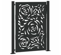 Cancello da giardino in acciaio, design a fiamma, 105 x 130 cm, colore nero, resistente e stabile, per giardino e vialetto, elegante chiusura con funzione di sicurezza