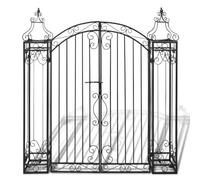 Cancello da giardino in ferro battuto, 122 x 20,5 x 134 cm, cancello in | Completamente forgiato, zincato, verniciato a polvere, resistente alla ruggine, con cerniera e pali di montaggio