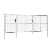 Cancello da giardino in rete argentata, 400 x 175 cm, in acciaio zincato, resistente recinto da giardino per serrature sicure, ideale per giardino, cortile e recinzioni
