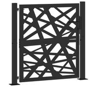 Cancello da giardino nero, 105 x 106 cm, in acciaio con design luminoso, alta stabilità e design elegante, perfetto per giardino, vialetto e terreno privato