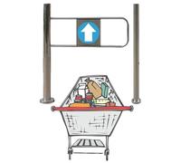 Cancello di sicurezza a molla con chiusura automatica, per ingresso di biblioteche e supermercati, apertura a 90°, porta pedonale (LxH) 55 x 97 cm, con cerniera a sinistra