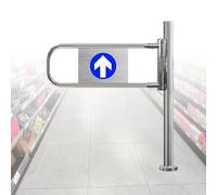 Cancello di sicurezza pedonale a due vie a chiusura automatica automatica a molla in acciaio inossidabile resistente a mani libere per l'ingresso commerciale del supermercato, centro commerciale