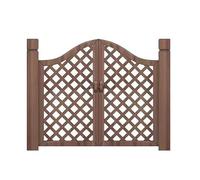Cancello doppio da giardino di alta qualità, in legno massiccio, con montante sul tallone, porta divisoria carbonizzata superiore curva per cortile e giardino (120 x 100 cm), design durevole ed