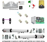 Cancello Elettrico 4 MT 2 Ante Kit 2 Motori 220 V 4 Radioc 2 Fotoc Faro Selettor