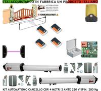 CANCELLO ELETTRICO 4 MT 2 ANTE KIT CBR 2 MOTORI 220 V 4 RADIOCOM FOTOCEL FARO