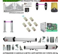 Cancello Elettrico 6 MT 2 Ante Kit 230 V 7 Radioc 2 Copp. Fotoc 2 Pali Faro Sele