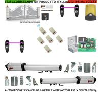 Cancello Elettrico 6 MT 2 Ante Kit Motori 230 V 6 Radioc 2 C.Fotoc Selet 2C Faro