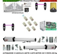 Cancello Elettrico 6 MT 2 Ante Kit Motori 230 V 7 Radioc 2 Cop Fotoc Faro Selet