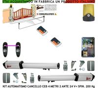 CANCELLO ELETTRICO AUTOMATICO 4 MT 2 ANTE KIT 2 MOTORI 24 V FOTOC FARO 2 RADIOC