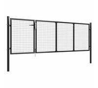 Cancello Giardino Acciaio 350x75 cm Antracite con Serratura | Struttura saldata robusta, resistente ruggine e corrosione, larghezza regolabile 348-353 cm, uso esterno prolungato, pali