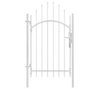 Cancello Giardino Woerden in Acciaio Bianco 1x2,45 m | Design arco, chiave inclusa, 2 pali con cerniere, adatto a patio e terrazzo