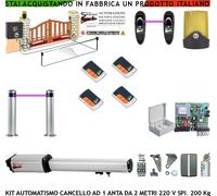 CANCELLO MOTORIZZATO 1 ANTA 2 MT KIT MOTORE 220 V FOTO FARO 4 RADIOC 2 PALI SELE