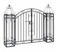 Cancello ornamentale da giardino in ferro battuto, 122 x 20,5 x 100 cm | Ferro battuto, cerniera a bullone, montanti di montaggio, resistenza alla corrosione, prezzo accessibile