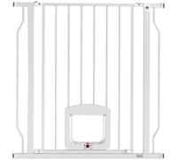 Cancello Per Cani E Gatti Estensibile Con Gattaiola Integrata, In Acciaio E Abs, 75-85x2x76 Cm, Bianco