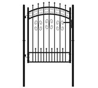 Cancello per Recinzione KAMPEN con Punta a Lancia Nero 103x125 cm in Acciaio