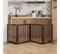 Cancello pieghevole per cani autoportante con piedi di supporto, cancello per cani autoportante per cani, cancello per cani per interni, cancello per cani in legno per scale, rejas para Perros,