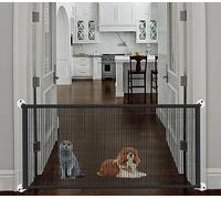 Cancello portatile per scale per cani da interno Magic Pet Gates per The House Doorway Upgraded Mesh 180/110 x 78 cm, recinzione di sicurezza per cuccioli, nero