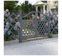 Cancello Recinzione In Legno Esterni, Cancello In Legno Orto Con Design Curvo Sulla Superiore, Ringhiera Recinzione Esterna Patio Con Piedini In Ferro, Adatto Al Calcestruzzo(Grey,162x120 cm)