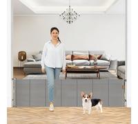 Cancello retrattile per cani da 61 cm di altezza x 280 cm extra largo per la casa, cancello corto per bambini per gradini, cancello per cuccioli in rete rinforzata per porte, cancello per animali